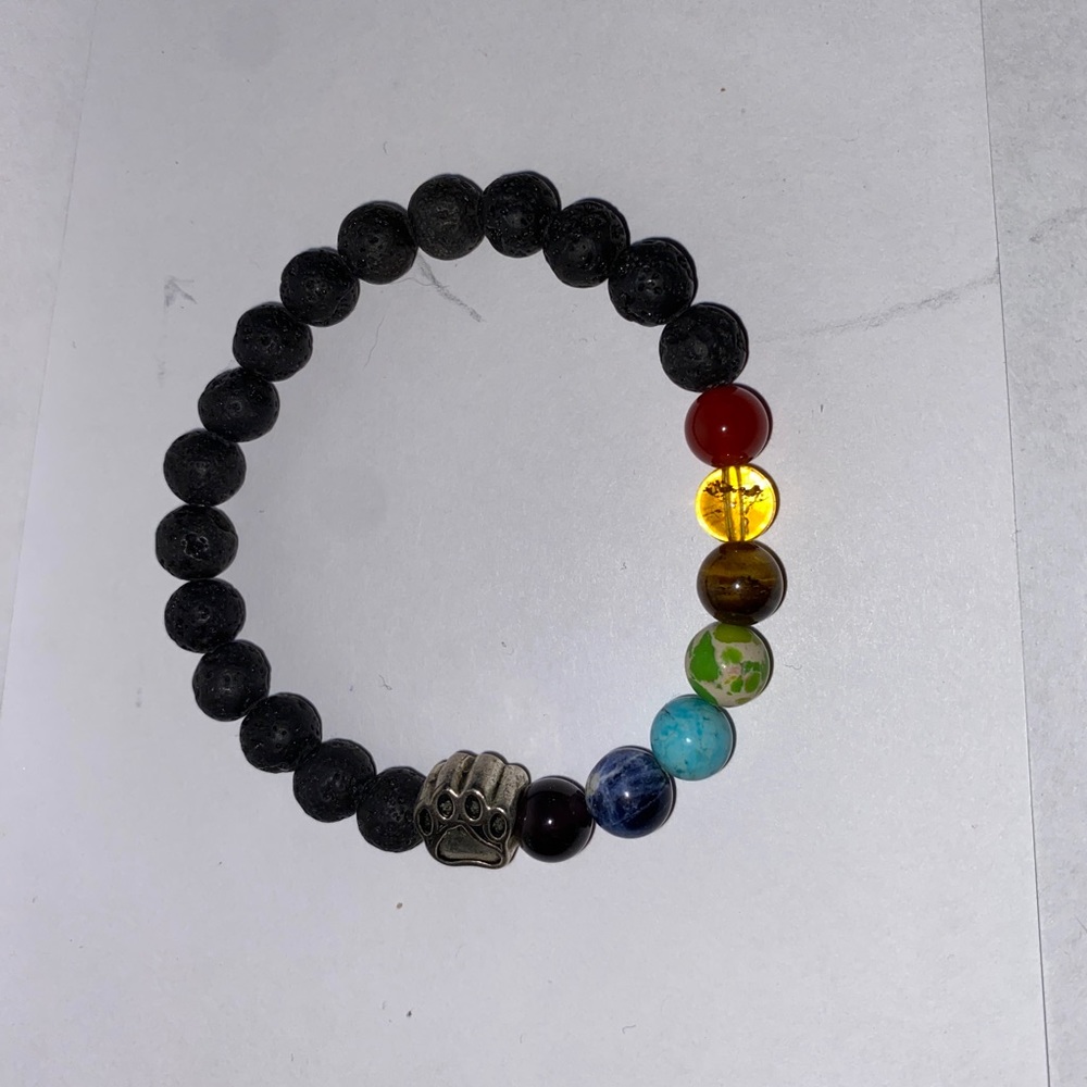 Chakra bracelet with paw charm